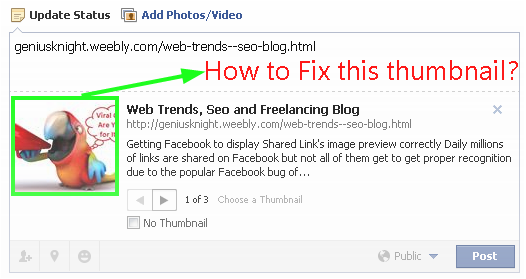 How to Fix the shared link's Image preview Thumbnail for Facebook