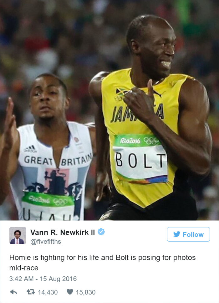 Usain Bolt - One of the few men who live up to their names. 