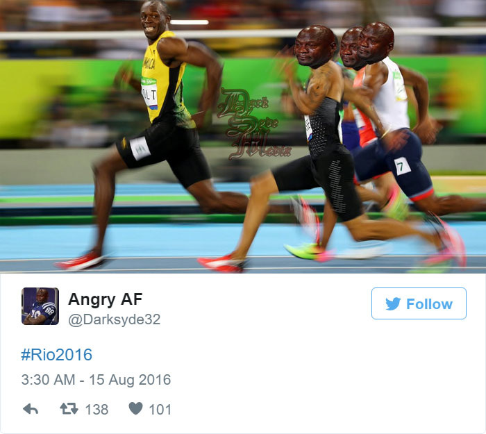 Usain Bolt's cheeky winning smile resulted in the opposite of crying Jordan. 