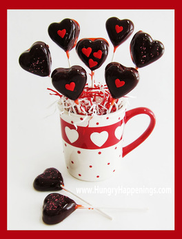 Cherry Valentine Chocolate Heart Pops